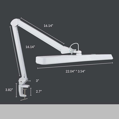 Neatfi Task Lamp – 2,500 Lumens, 30W, 22-Inch Wide Shade, 4 Brightness Levels, Eye-Caring Light, Clamp Mount, LED Task Light for Manicure Table, Crafts, Workbench, Office (Non-CCT, White)