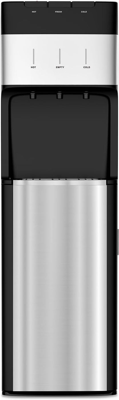 VECYS Bottom Loading 3 5 Gallon Stainless Steel Water Dispenser, Hot Cold Room Temper Water Cooler with Child Safety Lock, 304 Stainless Steel Reservoirs and Water Intake Tube