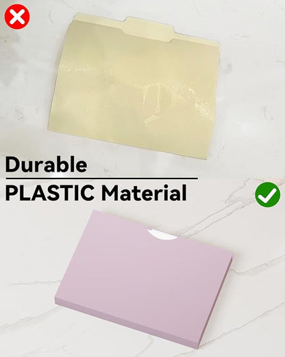 ANSOOK 1 Inch Plastic File Jackets, Manila File Folders Letter Size, 12 Heavy Duty Expanding File Folders, Expansion Pocket, Reinforced Straight Cut Tab, Morandi Color Folders for Office School Home