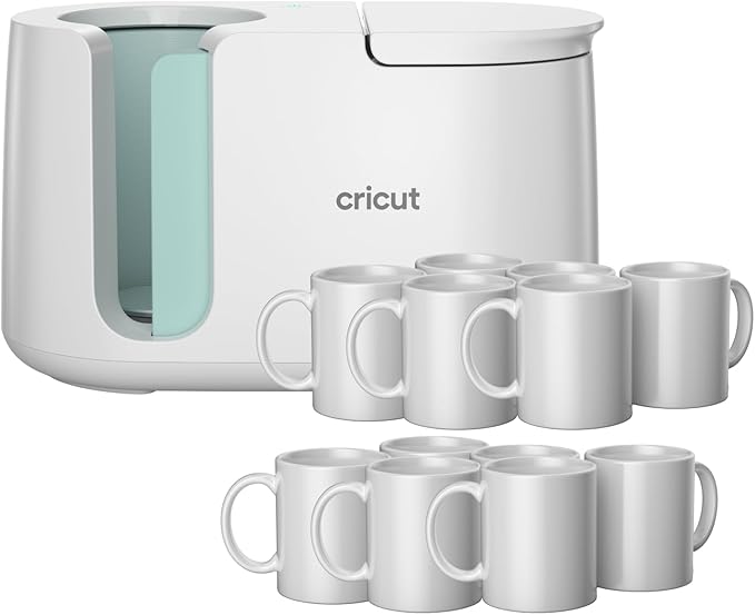 Cricut Mug Press + 12 Blank Mugs (12oz Each)