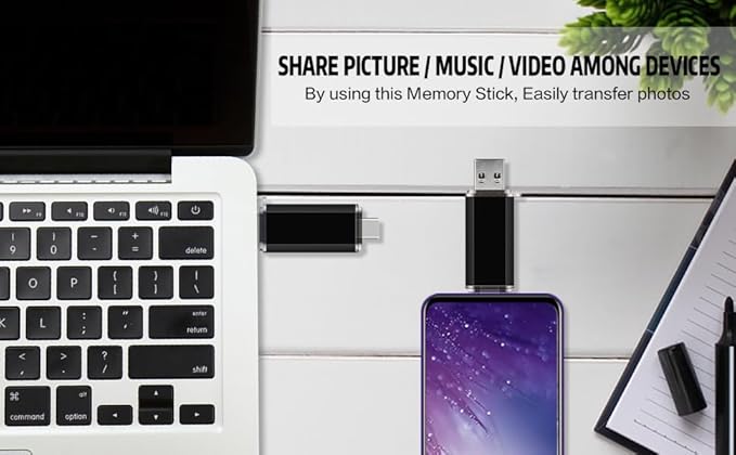 2-Pack 64GB USB C Flash Drive Dual Flash Drive Type C + USB A Memory Stick Jump Drive 2-in-1 Thumb Drive for Storage and Backup (64GB*2 Black&Blue)