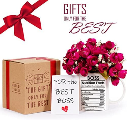 Breezy Valley Boss Coffee Mug, Best Boss Christmas Birthday Gifts for Women Men Funny, Happy Boss Day Appreciation Gifts Ideas, Office Boss Lady Mug Gifts