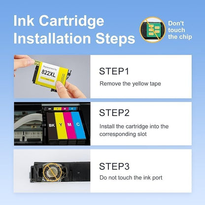 for 822XL Ink Cartridges Combo Pack Remanufactured Replacement for Epson 822XL Ink Cartridges for 822XL Printer Ink Epson use with WF-3820 Workforce Pro WF-4820 WF-3820 WF-4820 822