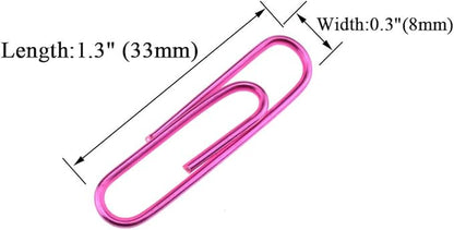 HAHIYO Paper Clips 1.3" (33mm) Length Pink Paperclips Vinyl Coated Prevent Scratching Tearing The Pages Sturdy for Bookmark Organize Home Office School 120 Pack