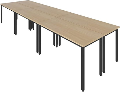 Bonzy Home Conference Tables 12ft Office Computer Desk for Meeting Room Study Writing Printer Table Save Space Design for 14 People Rustic Vintage Natural 6PCS 141.6"x47.2"x29.5"