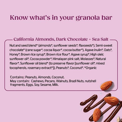 All In Snack Bars California Almond, Dark Chocolate + Sea Salt - Healthy Snack for Adults and Kids - Gluten Free - Organic - Non-GMO (6 Pack)