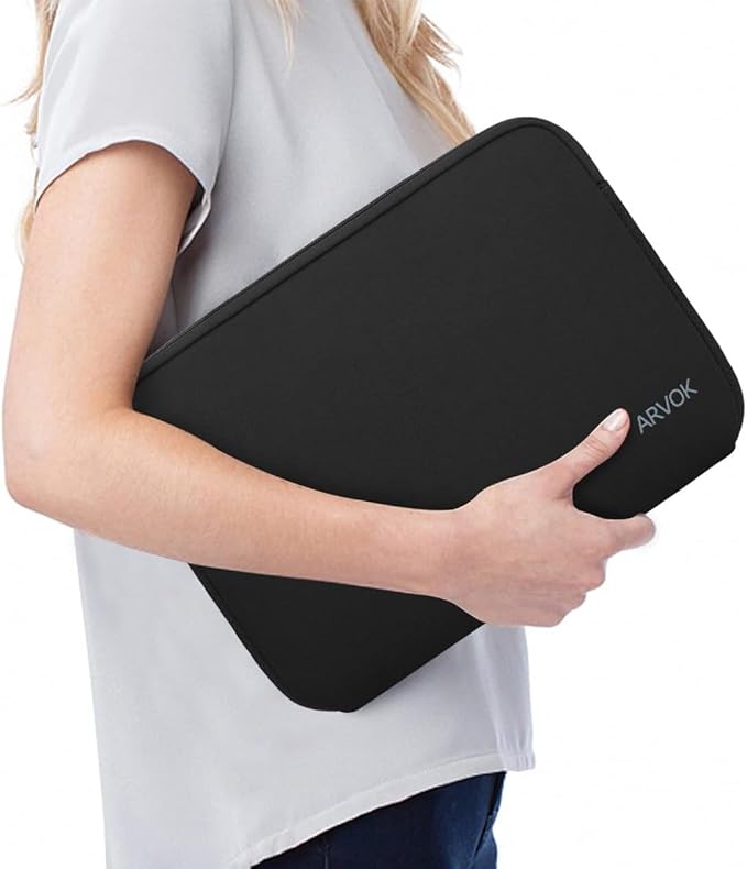 Arvok 11 11.6 12 Inch Laptop Sleeve Case for MacBook Air 12, Water-Resistant Neoprene Notebook Computer Tablet Sleeve, Carrying Bag Cover for Chromebook/HP/Dell/Lenovo/Asus/Acer, Black