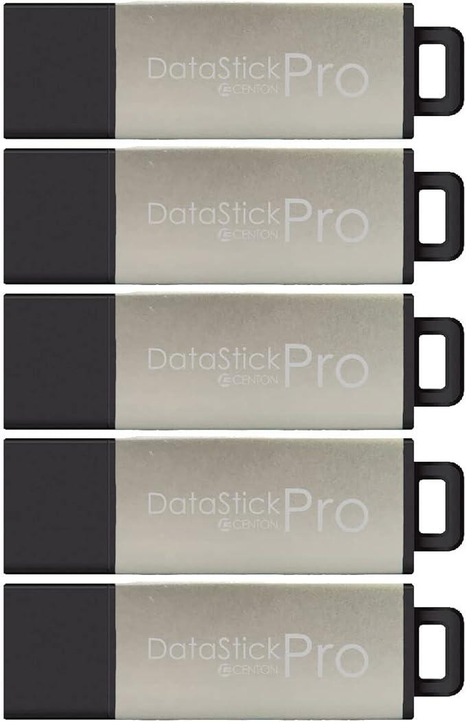 Centon DataStick Pro USB 3.0 Flash Drive 32GB x 5, Silver Metallic (S1B-U3P17-32G-5)