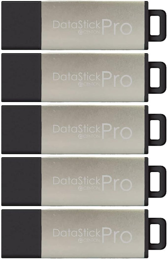 Centon DataStick Pro USB 3.0 Flash Drive 128GB x 5, Silver Metallic (S1B-U3P17-128G-5)