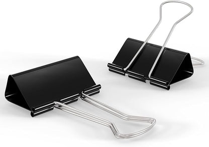Medium Binder Clips, 48-Pack 1.25 Inch Paper Clips, Heavy Duty Black Clips Hold 150 Sheets, Rust-Proof with Smooth Edges for Cable, Office, Workplace, School, Home, Kitchen Food Organization