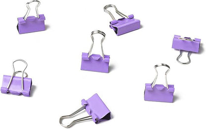 100 Pack Mini Purple Binder Clips 5/8 Inch (15 mm), Colored Little Paper Clamps, Small Tiny Micro Size Paper Clips for Office Home School Business 0.6"