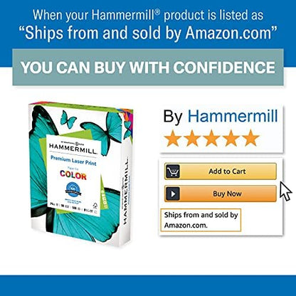 Hammermill Printer Paper, Premium Laser Print 24 lb, 8.5 x 11-5 Ream (2,500 Sheets) - 98 Bright, Made in the USA, 104640C