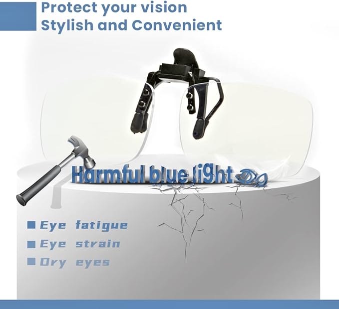 Reading Glasses Clip On and Flip Up Blue Light Blocking Magnifying Glasses Magnifiers Lenses Readers for Unisex (Transparent, 1.0)