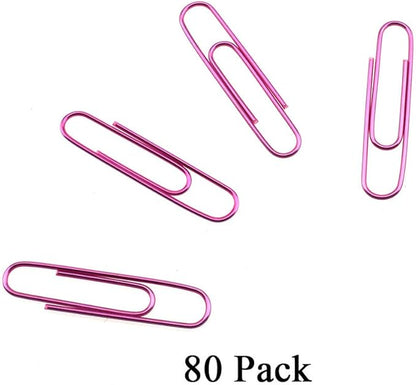 HAHIYO Paper Clips Large 2 inches Length Pink Paperclips Vinyl Coated Prevent Scratching Tearing The Pages Sturdy for Bookmark Organize Home Office School 80 Pack