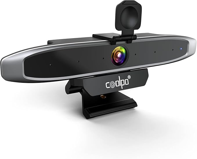 Video Conference Camera 4K Webcam, Smart Gesture-Control Focus, AI Auto-framing w/ 110° FoV, Noise Reduction & Echo Cancellation 6 Microphones, for Video Conferencing Streaming, w/Cover