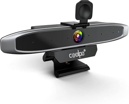 Video Conference Camera 4K Webcam, Smart Gesture-Control Focus, AI Auto-framing w/ 110° FoV, Noise Reduction & Echo Cancellation 6 Microphones, for Video Conferencing Streaming, w/Cover