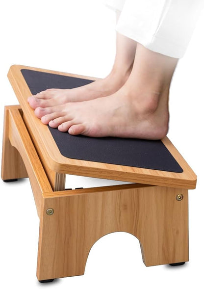 StrongTek Adjustable Foot Rest for Under Desk, 3-Level Adjust Incline, 7" Step Stool for Kids Adults, Ergonomic Foot Stool Relieves Swelling, One Step Stool with Non-Slip Surface for Home and Office