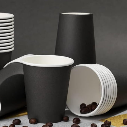 Paper Cups 8 oz 70 Pack, Disposable Paper Coffee Cups Disposable Cups for Hot or Cold Beverage Drinking for Halloween, Party, Picnic, BBQ, Travel, and Event -Black