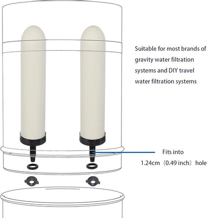 HUI NING 10-inch Replacement Ceramic Filter Candle with Activated Carbon for Countertop Gravity Water Filter System,Household Water Bucket, Water Cooler Filtration Systems Water Pitcher