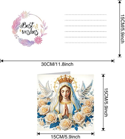6PCS Diamond Art Painting Greeting Card Set, Faith Pattern DIY Cards with Envelopes for Xmas Birthdays Special Occasion Blessing