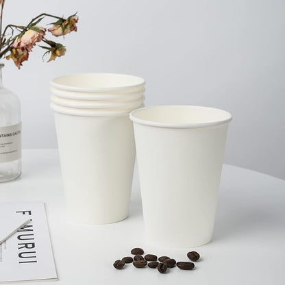 YEEHAW 12 oz 500 Pack Disposable Paper Coffee Cups, Bulk White Hot to Go Cups for Hot Coffee, Hot Liquid, Chocolate, Juice, Hot Beverage Drinkings, Ideal for Cafes, Bistros, Office and Family
