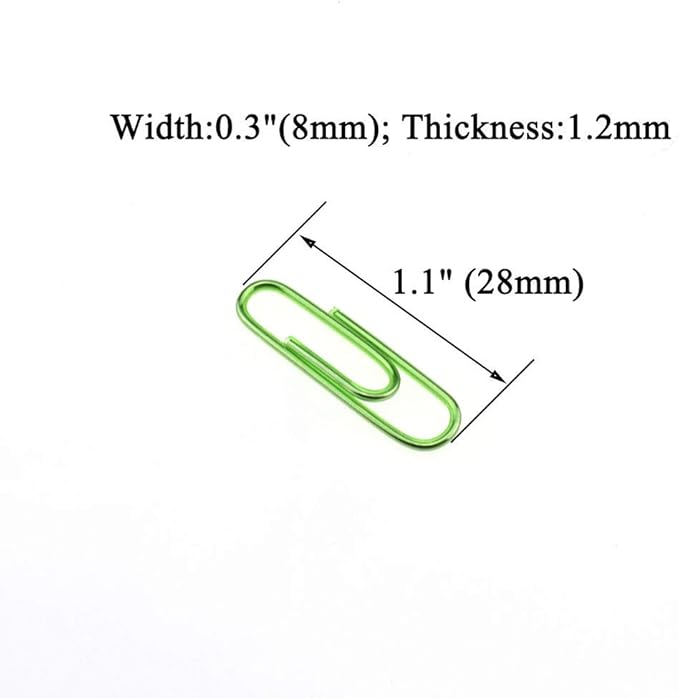 HAHIYO Paper Clips 1.1" (28mm) Length Green Paperclips Bright Colors Vinyl Coated Prevent Scratching Tearing The Pages Sturdy for Bookmark Organize Home Office School 150 Pack