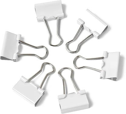100 Pack Mini White Binder Clips 5/8 Inch (15 mm), Colored Little Paper Clamps, Small Tiny Micro Size Paper Clips for Office Home School Business 0.6"