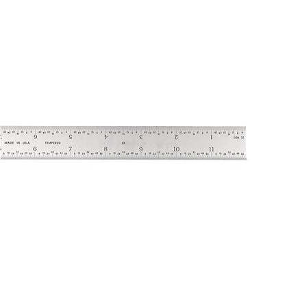 PEC Tools 12-Inch Rigid Metal Ruler, High-Quality Carbon Steel with Satin Chrome Finish, 3R Graduation (1/32", 1/64", 1/10", 1/50"), Fully Hardened and Tempered, Made in USA