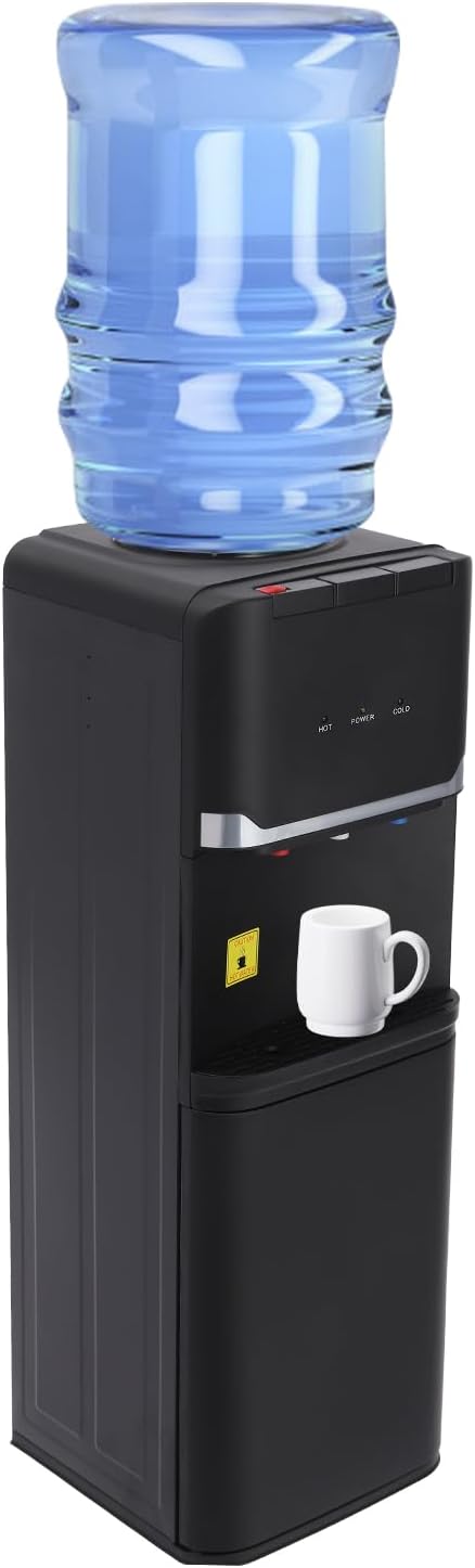 Top Loading Water Dispenser, 5 Gal Hot, Cold & Warm Water Dispenser, 110V Floor Standing Water Cooler with Safety Lock, Energy-Saving Water Dispenser for Home & Office
