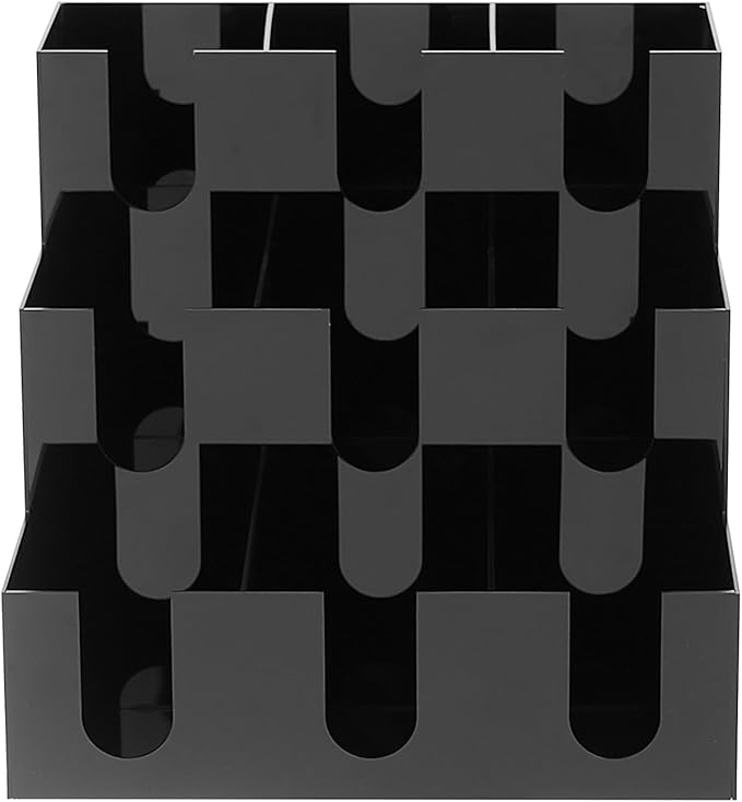 Acrylic 9-Slot Cup Dispenser Organizer, 13x13x12 Inch Black Coffee Cup Holder for Countertop, Fits 3.54-3.94 Inch Diameter Disposable Cups, for Kitchen, Office, Bar, Coffee Station