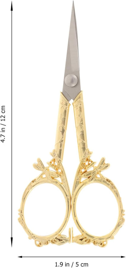 Vintage Gold Stainless Steel Embroidery Scissors with Ergonomic Handle for Precise Cutting of Thread Ribbon Lightweight Household Sewing Tool for Cross Stitch DIY Office and Craft