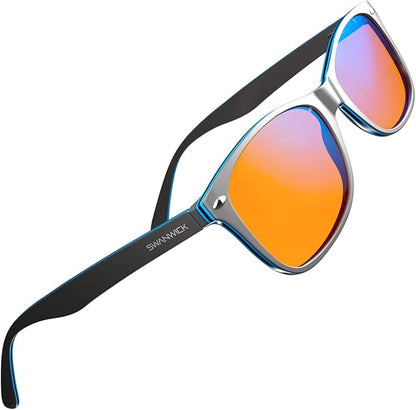 Swanwick Blue Light Blocking Glasses for Women, Men. Sleep Aid. Anti Eyestrain Headache for Computer, Gaming, TV, UV Glare