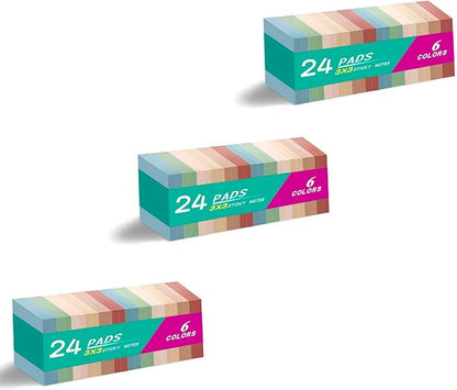 (72 Pads) Sticky Notes 3x3 inch, Self-Stick Pads Vintage Colors Sticky Note, Recyclable, Easy to Stick for Home, Office, Notebook