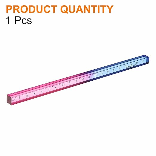 HARFINGTON Acrylic Clear Straight Rulers 20cm Metric Transparent Gradient Three-Dimensional Plastic Ruler Square Cube Measuring Tool for Classroom Office, Blue-Pink