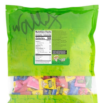 WARHEADS - Extreme Sour Hard Candy - Sour Apple, Black Cherry, Blue Raspberry, Lemon & Watermelon Flavors, Great For Parades - 2 lb. Bulk Bag