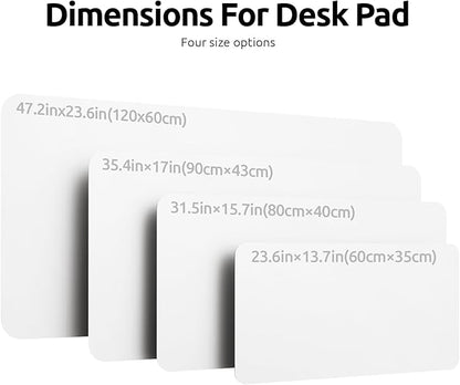 YSAGi Leather Desk Protector, Office Mat, Large Mouse Mat, Non-Slip PU Leather Blotter, Laptop Desk Pad, Waterproof Writing Pad for Office and Home (White, 35.4" x 17")