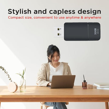 GIGASTONE 32GB Flash Drive (2 Pack) Z60NB USB 3.2 Gen 1, Ultra Fast, Retractable Capless Slider Design, Data Storage, Backup for PC/Mac/TV/Car Audio, USB 2.0/3.0/3.1 Compatible (Random Color)