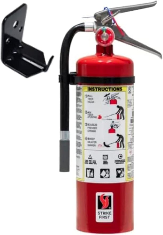 Strike First ABC Fire Extinguisher 5 lb | 3A:10BC Dry Chemical, Pressure Gauge, Wall Hook | UL Certified Safety for Home, Office, Workshop