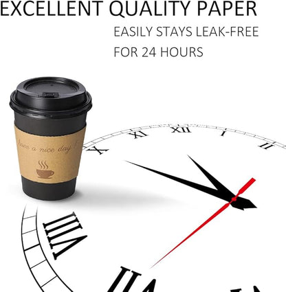 100 pack 12 oz Thickened Coffee Cups with Lids, Scald Resistant Hot Cups with Sleeve and Straw, To Go Coffee Cups for Home, Office, Cafes and Party (Black 12oz)