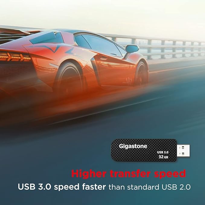 GIGASTONE 32GB Flash Drive (5 Pack) Z30 USB 3.2 Gen 1, 80MB/s Ultra Fast, Keychain Loop, Carbon Fiber Style, Push-Pull Design, Data Storage, Backup for PC/Mac/TV/Car, USB 2.0/3.0/3.1 Compatible