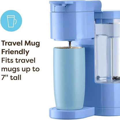 Keuriig K-Express Essentials Single Serve Coffee Maker, 3 Cup Sizes, 36oz Removable Reservoir, kcup Pod Compatible, Fast Brew, Travel Mug Friendly, Auto-Off, Compact 6.5” Design, Bluebell