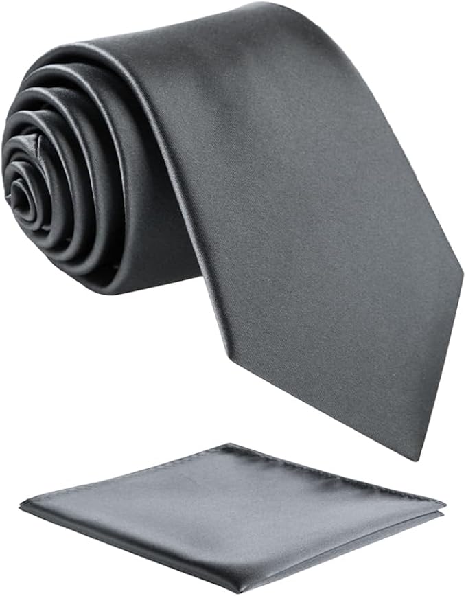 Mens Solid Satin Mens Tie With Hanky,Handmade Neckties For Men