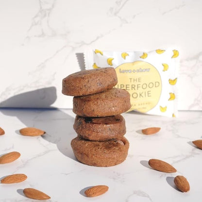 Love + Chew Superfood Soft Baked MINI Cookies, Banana Bread & Cherry Almond, Plant Based Cookie With Almonds, Fruit, & Chia Seeds for Kids & Adults, Vegan Snacks, Gluten Free, Paleo, Non GMO, 16 Pack