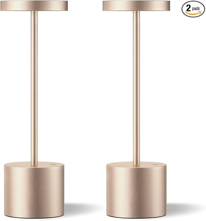 Kakanuo Cordless Table Lamp, 4000mAh Rechargeable Battery Powered Lamps, 3 Color Stepless Dimming, Wireless Outdoor Lamps for Dining Room, Bedroom, Patio, Camping, Set of 2- Antique White