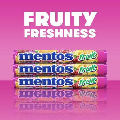 Mentos Holiday Chewy Candy Mint Roll, Fruit, Candy for Christmas Stocking Stuffers for Adults & Kids, Party, Concessions, Office, Non-Melting, 14 Count (Pack of 15) - Packaging May Vary