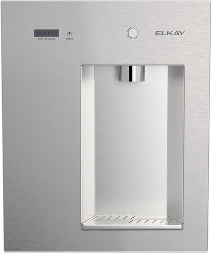 Elkay Liv EZ Built-in Filtered Wall-Mount Water Dispenser – Battery Powered, NSF Certified, Push Button, Reduces Lead & PFAS, Steel Gray – Ideal for Home