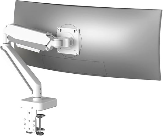 White 45 Premium Aluminum Heavy Duty Monitor Arm, Fits Ultrawide up to 49 inches and 44 lbs Single Desk Mount Stand, Pneumatic Height Adjustable, Max VESA 100x100, A9W