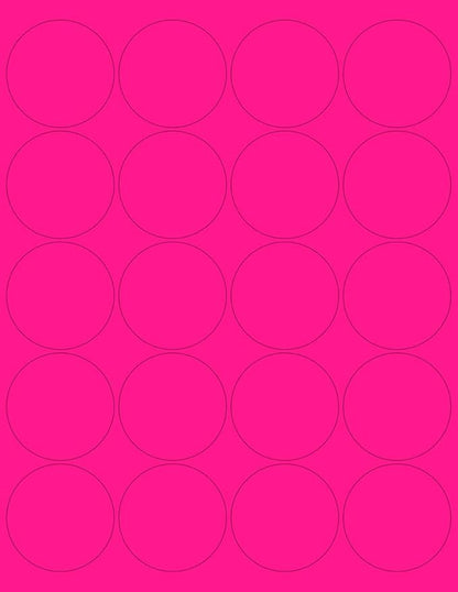 NextDayLabels - 8-1/2 x 11 Neon Color High Light Fluorescent Labels for Laser & Inkjet Printer (Pink Fluorescent, 2" Round - 20 Per Page | 1000 Labels)