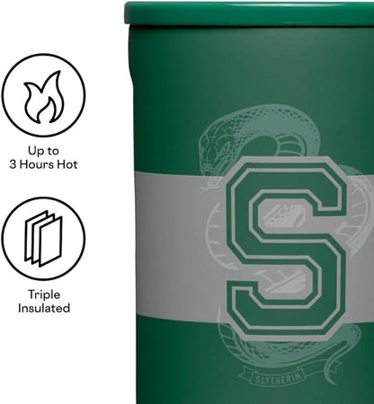 Corkcicle Harry Potter Coffee Mug - Stainless Steel Insulated Cup With Lid For Tea & Coffee - Non-Slip Silicone Base - Durable Travel Mug - Dishwasher Safe - BPA Free - Easy Grip - 16 oz - Slytherin
