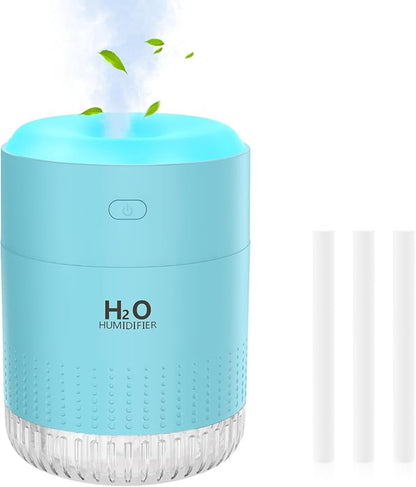 SZO Portable Mini Humidifier, 500ML USB Personal Cool Mist Humidifiers for Bedroom Office Travel Desk, Whisper Quiet 20dB with 2 Mist Modes & Auto Shut-Off, Small Desktop Humidifier（WSQ02 Blue）